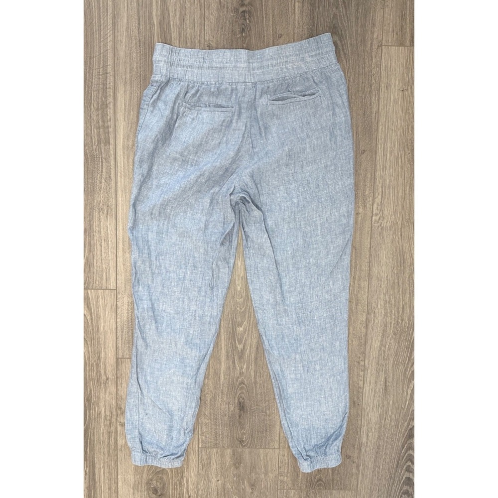 Athleta Linen Joggers 8 Blue Chambray Casual Summer Beach Coastal Boho